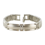 Men's Magnetic Silver Tone 12mm Wide Link Bracelet 8.5 inch