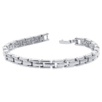 Magnetic Silver Tone Link Bracelet 8 inch with Fold over Clasps
