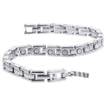Magnetic Silver Tone Link Bracelet 8 inch with Fold over Clasps