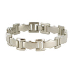 Magnetic Silver Tone 12mm Wide Link  Bracelet 7.75 inch