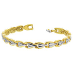 Magnetic Finish Two Tone Link Bracelet 8 inch with Fold over Clasps