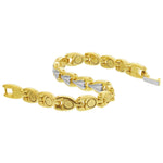 Magnetic Finish Two Tone Link Bracelet 8 inch with Fold over Clasps