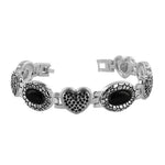 Magnetic Black Oval Heart 14mm Link Bracelet 7 