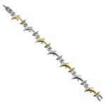 Magnetic Link Adorable Dolphin Two Tone 11mm wide Bracelet 7 inch