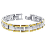 Magnetic Therapy Stainless Steel Two Tone 8 inch Long Link Bracelet