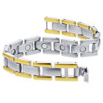 Magnetic Therapy Stainless Steel Two Tone 8 inch Long Link Bracelet