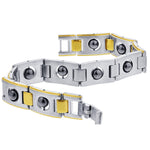 Men's Stainless Steel Magnetic Simulated Hematite Link Bracelet 8.5