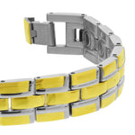 Men's Stainless Steel 12mm Magnetic Gold Tone Link Bracelet 8 inch