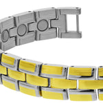 Men's Stainless Steel 12mm Magnetic Gold Tone Link Bracelet 8 inch