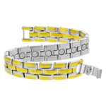 Men's Stainless Steel 12mm Magnetic Gold Tone Link Bracelet 8 inch