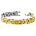 Stainless Steel 12mm Wide Magnetic Gold Tone Link Bracelet 8.5 inch