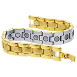 Stainless Steel 12mm Wide Magnetic Gold Tone Link Bracelet 8.5 inch