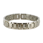 Men's 12mm Titanium Magnetic Silver Tone Link Bracelet 8.5 inch
