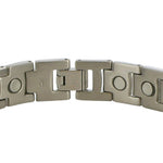 Men's 12mm Titanium Magnetic Silver Tone Link Bracelet 8.5 inch