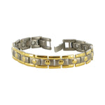 Men's 11mm Titanium Magnetic Two Tone Link Bracelet 8.5 inch