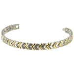 Heart Titanium Magnetic Therapy Two tone Link Bracelet 7.5 inch Long