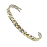 Heart Titanium Magnetic Therapy Two tone Link Bracelet 7.5 inch Long