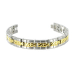 Men's Titanium Magnetic 12mm Wide Two Tone  Link Bracelet 8 inch