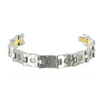 Men's Titanium Magnetic 12mm Wide Two Tone  Link Bracelet 8 inch