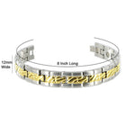 Men's Titanium Magnetic 12mm Wide Two Tone  Link Bracelet 8 inch