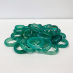 Green Agate Gemstone Ring – 5mm Natural Stone Band for Men and Women Unisex Polished Agate Jewelry for Daily Wear or Gift-kjr005