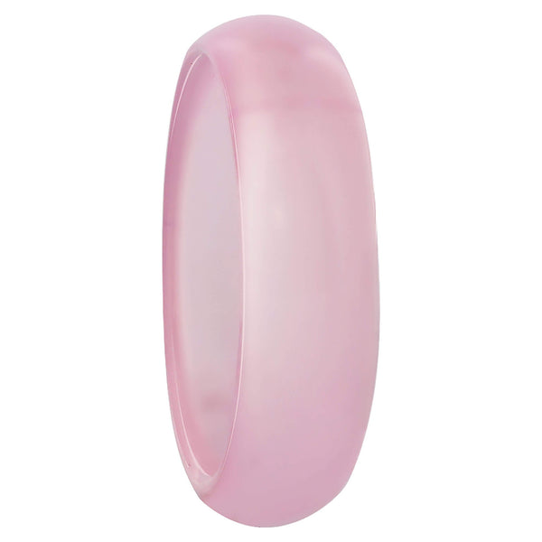 Pink Agate Gemstone Ring 6mm Natural Stone Band for Men and Women – Unisex Polished Pink Agate Jewelry for Everyday Wear or Gift