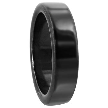 Simulated Hematite Ring – 6mm Polished Unisex Band for Men and Women – Metallic-Look Fashion Jewelry for Daily Wear or Gift-KJR019