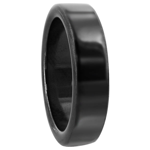Simulated Hematite Ring – 6mm Polished Unisex Band for Men and Women – Metallic-Look Fashion Jewelry for Daily Wear or Gift-KJR019