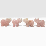 Hand Carved Rose Quartz Elephant Animal Carving