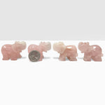 Hand Carved Rose Quartz Elephant Animal Carving