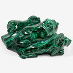 Hand-Carved Malachite Lion Gemstone Animal Carving