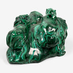 Hand-Carved Malachite Lion Gemstone Animal Carving