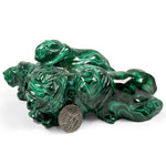 Hand-Carved Malachite Lion Gemstone Animal Carving
