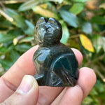 Hand-Carved Sea Jasper Cat Gemstone Animal Carving