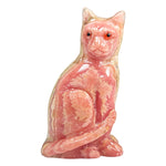 Hand-Carved Rhodochrosite Cat Gemstone Animal Carving