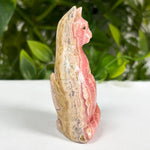 Hand-Carved Rhodochrosite Cat Gemstone Animal Carving