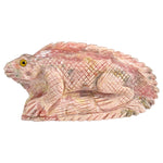 Hand-Carved Rhodochrosite Iguana Gemstone Animal Carving