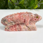 Hand-Carved Rhodochrosite Iguana Gemstone Animal Carving