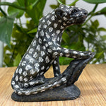 Hand-Carved Serpentine Leopard Gemstone Animal Figurine