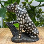 Hand-Carved Serpentine Leopard Gemstone Animal Figurine