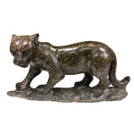 Hand-Carved Serpentine Panther Gemstone Animal Figurine