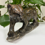 Hand-Carved Serpentine Panther Gemstone Animal Figurine