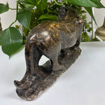 Hand-Carved Serpentine Panther Gemstone Animal Figurine