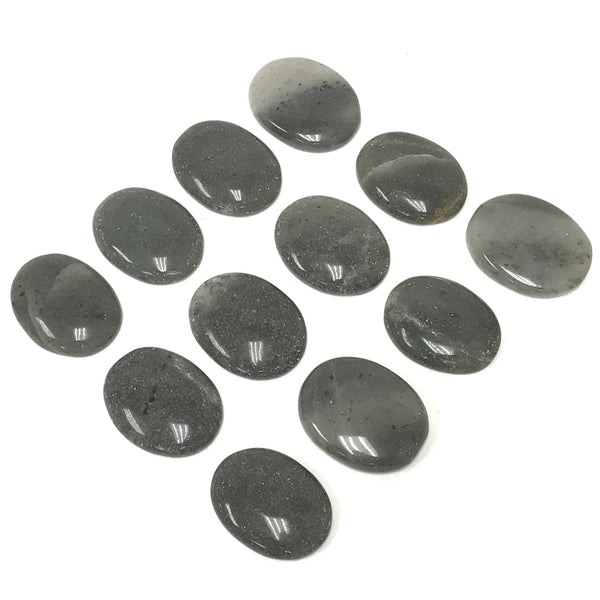 Hand Carved Gray Quartz Worry Stones with Thumb Indent - Gem Avenue Wholesale