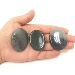 Hand Carved Gray Quartz Worry Stones with Thumb Indent