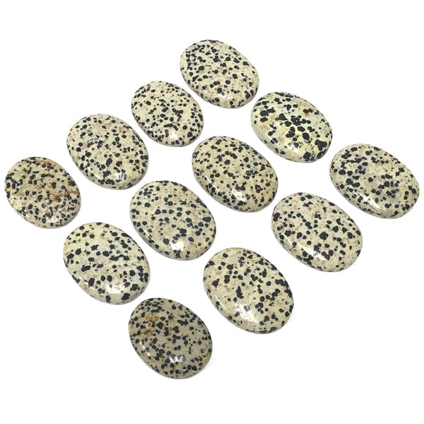 Hand Carved Dalmatian Jasper Worry Stones with Thumb Indent - Gem Avenue Wholesale
