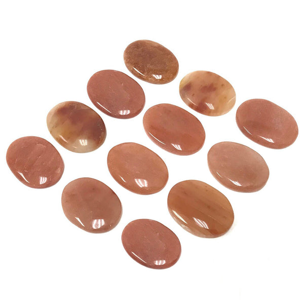 Hand Carved Orange Aventurine Worry Stones with Thumb Indent - Gem Avenue Wholesale