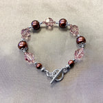 .925 Silver 8 inch Bracelet with 10mm Faux Pearl and Austrian Crystals