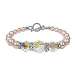 .925 Silver 7.5 inch Bracelet with Austrian Crystals and Faux Pearl