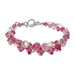 .925 Sterling Silver 7.5-Inch Bracelet with Cluster Bicone Austrian Crystals Elegant Women’s Jewelry